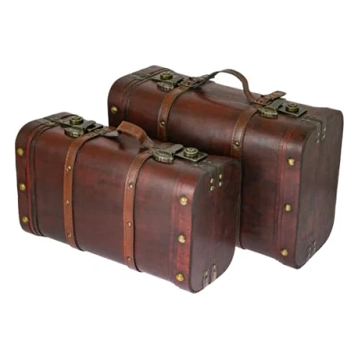 Afbeelding van HMF Schatkist Peru 6412700, set van 2 stuks, in verschillende formaten, hout, vintage koffer, model