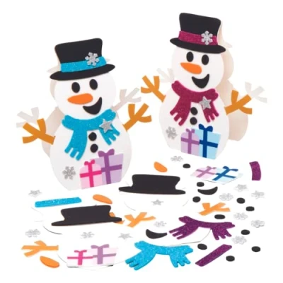 Afbeelding van Baker Ross AX531 Sneeuwman Mix &amp; Match Kaartensets Pakket Van 6, Personaliseer Je Eigen Feestelijke Kaarten, Knutselen Voor Kinderen