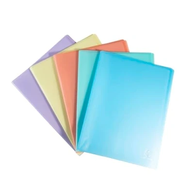 Afbeelding van Exacompta Ref. 88370E Pak van 5 Chromaline Pastel documenthoezen 30 kristallen hoezen 60 pagina&#039;s voor A4 afmetingen 24 x 32 cm doorschijnend gerecycled polypropyleen omslag