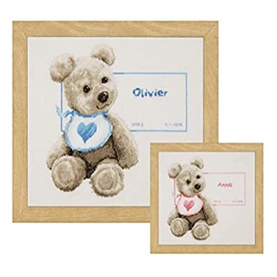 Afbeelding van Vervaco teddyverpakking met slabbetjes Aida kruissteekverpakking, wit, 26 x 0,3 cm
