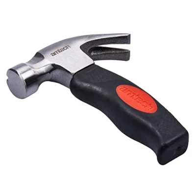 Afbeelding van Amtech A0200B Magnetische stompe hamer, 10 oz mini hamer met kussengreep, klauwhamer, perfect voor het trekken van nagels, zilver, zwart, 14,5 cm x 21,5 3,5