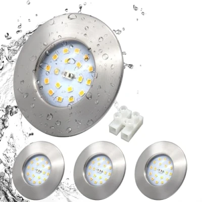 Afbeelding van HiBay LED inbouwspot 230V Set Ultra Flat Inbouwverlichting Rond Mat Nikkel Plafondlampen Incl. 4 x 5W 500lm 4500K Spot Module 60mm 65mm IP44 Neutraal Wit