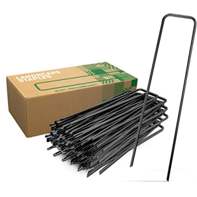 Afbeelding van Gardengloss® Grondankers Van Niet Verzinkt Staal (100 Stuks) Stabiele Voor Onkruidvlies, Tuinvlies, Schutting &amp; Net 150 mm Lang, 25 Breed, Ø 2.7