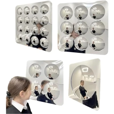 Afbeelding van Set van 4 Bolle Spiegels Sensorische Ontwikkeling Kinderen Fantasie, Creativiteit en Zintuiglijke Stimulatie