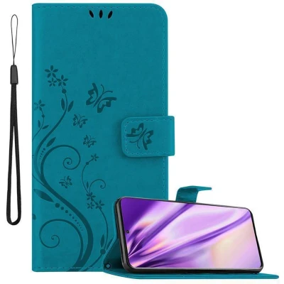 Afbeelding van Cadorabo Hoesje geschikt voor Samsung Galaxy S20 ULTRA in Bloemen BLAUW Beschermhoes Case Cover magnetische