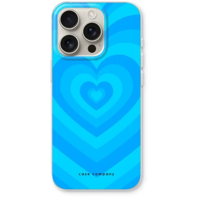 Afbeelding van Case Company® hoesje geschikt voor iPhone 16 Pro Hart Blauw Soft Cover Telefoonhoesje Bescherming aan alle Kanten en Schermrand