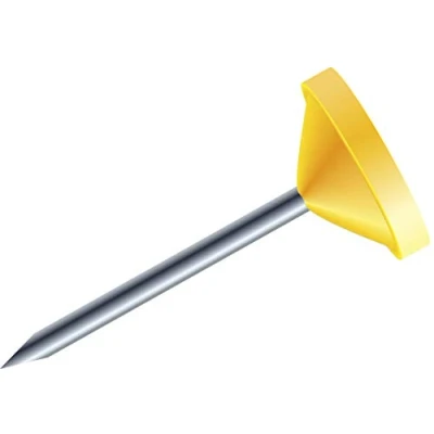 Afbeelding van Exacompta Ref 14503E Flat Headed Pins (Pack van 100) 8mm Breedte x 5mm Hoogte in Grootte Geschikt voor prikborden of kantoren, huizen en bedrijven Geel