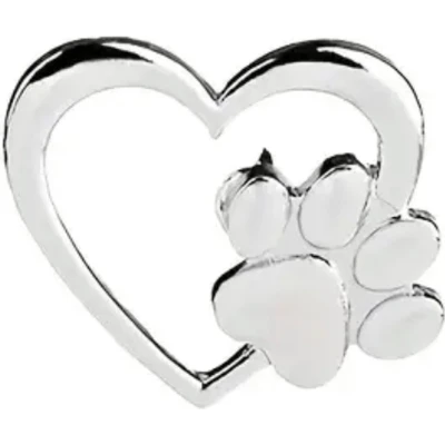 Afbeelding van GoedeDoelen.Shop Broche Paw Heart Silver Pin Statement Dierenwelzijn Rescue Paws Zilverkleurig Cadeau Wellness House