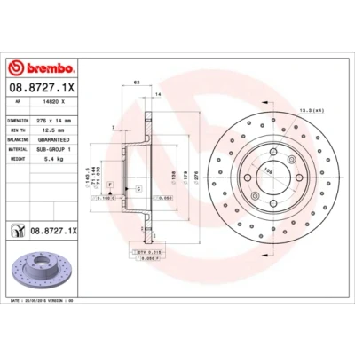 Afbeelding van Brembo Remschijf 08.8727.1X