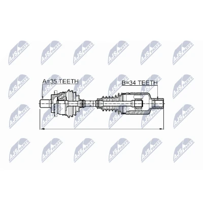 Afbeelding van NTY NPW ME 026 Aandrijfas Vooras links 500mm