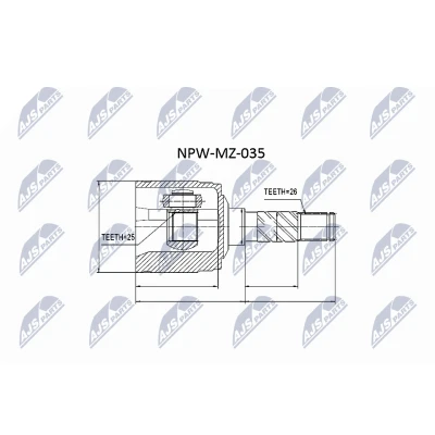 Afbeelding van Homokineet reparatie set, aandrijfas NTY NPW MZ 035