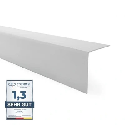 Afbeelding van Quest Hoekprofiel, pvc, zonder plakband, randbescherming en hoekbescherming, hoeklijst, 20 x mm, 200 cm, grijs