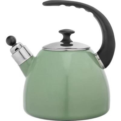 Afbeelding van Altom Design Balbina exclusieve fluitketel Emaille 2.5 Liter Retro Waterketel Geschikt voor alle warmtebronnen Groen