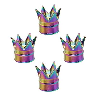 Afbeelding van SENZEAL 4 Stuks Stofkappen voor Autobanden Kroon Ventieldoppen Universele Aluminiumlegering Tire Valve Stem Caps Auto Fietsen Vrachtwagens Motorfiets (Kleurrijk)