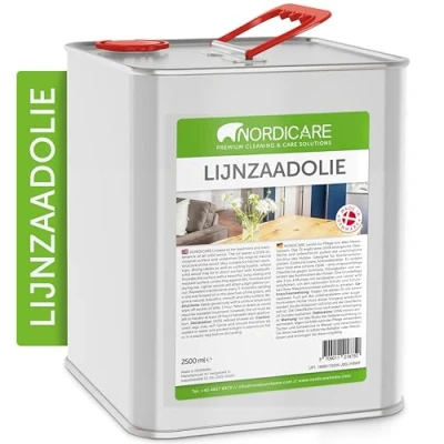 Afbeelding van Nordicare lijnolie [2,5L] voor hout en houtbescherming I vernis houtolie interieur Gekookte meubels houtolie, linnenolie