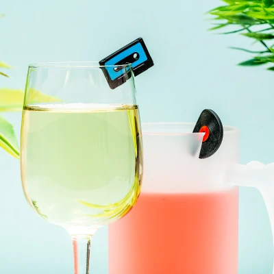 Afbeelding van Cassette En Elpee Glasmarkeerders (set van 6) Winkee