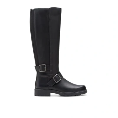 Afbeelding van Clarks Premium Dames Orinoco2 Tall Fashion Boot, Zwart leer, 5 UK, leder, 38 EU