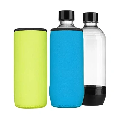 Afbeelding van kwmobile 2x flessenkoeler Hoes van neopreen geschikt Voor Soda Stream DUO / Terra 615 ml flessen Koeler in lichtblauw geel