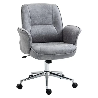 Afbeelding van Vinsetto bureaustoel kantoorstoel gamestoel draaistoel kantelfunctie draaibaar in hoogte verstelbaar groot en hoog extra breed ergonomisch draagvermogen 220 kg schuim linnen lichtgrijs 72,5x83x118 cm