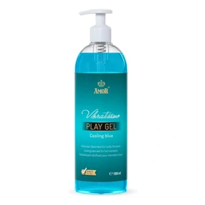 Afbeelding van Vibratissimo Play Gel Cooling blue 1000 ml I Koelend Glijmiddel Waterbasis glijgels geschikt voor siliconen speeltjes &amp; latex condooms water gebaseerde smering