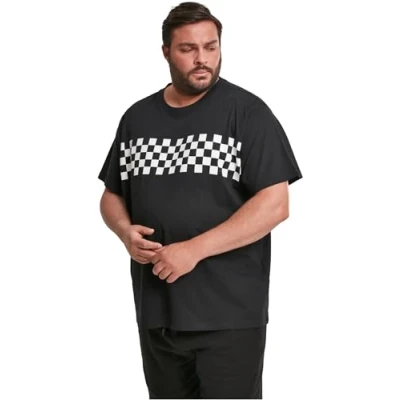 Afbeelding van Urban Classics CHECK PANEL Tshirt print, Heren, Maat: Large, Black/white
