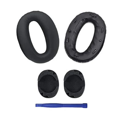 Afbeelding van Aiivioll WH 1000XM2 Oorkussens/Ear Cushion/Oorkussens/Oorschelpen/Vervanging Oorkussens Memory Foam Protein Lederen Compatibel met MDR 1000X Hoofdtelefoons (zwart)