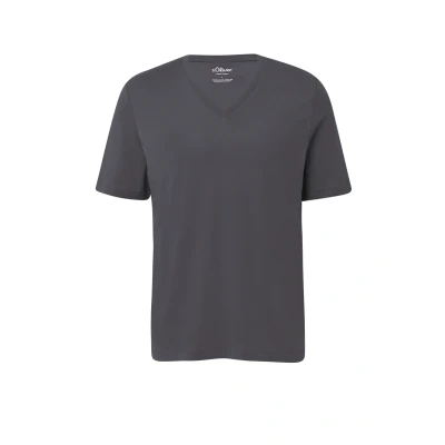 Afbeelding van s.Oliver MIT V Ausschnitt UND LOGO Tshirt basic, Heren, Maat: Small, Schiefergrau