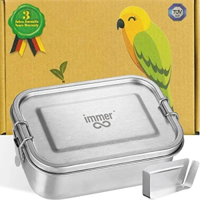 Afbeelding van Roestvrijstalen Broodtrommel Lunchbox De Duurzame Bento Box is lekvrij, plasticvrij, gemakkelijk schoon te maken en perfect voor onderweg (800ml)