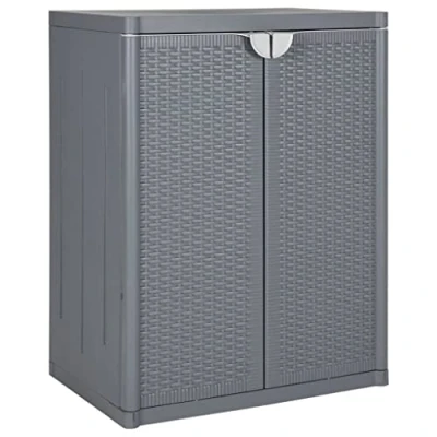 Afbeelding van Tuinkast 65x45x88 cm polypropeen rattan grijs