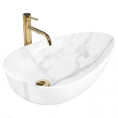 Afbeelding van REA Greta Opzetwastafel Waskom 65.5 x 40 13 cm Glans Wit Bianco Shiny