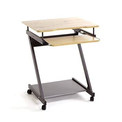 Afbeelding van Haku Möbel Computertafel op wielen, metaal, eiken antraciet, D 49 x B 60 H 76 cm, 22962