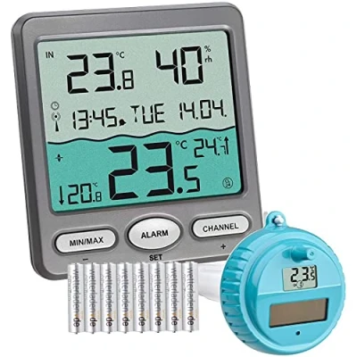 Afbeelding van TFA Dostmann Venice 30.3056.10 Poolthermometer, voor bewaking van de watertemperatuur in zwembad, vijver of whirlpool (grijs, met batterijen)