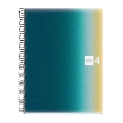 Afbeelding van Miquelrius Notitieboek A4, gelinieerd geruit 5 mm, 120 vellen 70 g/m², 4 gekleurde strepen, microgeperforeerde spiraal, polypropyleen omslag, gaten, notebook A4 Aurora Iceland