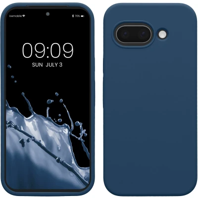 Afbeelding van kwmobile telefoonhoesje geschikt voor Google Pixel 9a Hoesje met siliconen coating Smartphone case in marineblauw