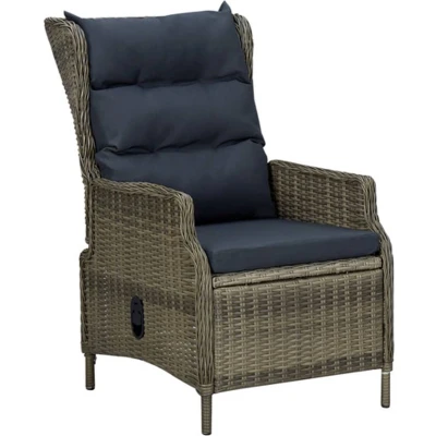 Afbeelding van vidaXL Tuinstoel verstelbaar met kussens poly rattan bruin