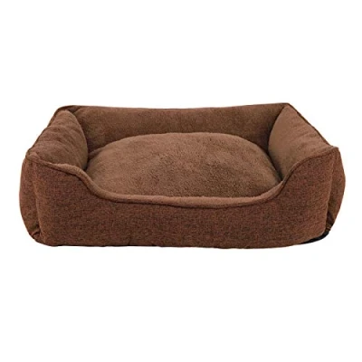 Afbeelding van Hondenbed gemêleerd hondenkussen hondenmand hoes afneembaar, (S) 75x60 cm bruin
