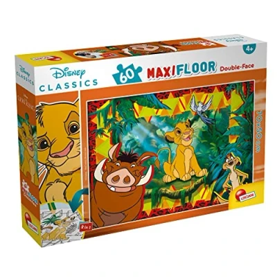 Afbeelding van LISCIANI Disney LION KING Puzzel Maxi Floor 60 Stukjes 2 in 1 Dubbelzijdig Inkleurbare Achterkant Voor Kinderen vanaf 3 Jaar Gemaakt Italië