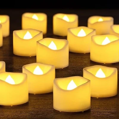 Afbeelding van Yakpo 48 Pack 3,8 cm x 3 theelichtjes Batterij aangedreven votief kaarsen, vlamloze flikkerende LED elektrische outdoor flikkering nep theelicht kaarsen bulk voor bruiloft Halloween