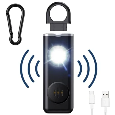 Afbeelding van mizikuu Zakalarm 130 dB, persoonlijk alarm met led sirene, zelfverdediging, oplaadbaar, paniekalarm, zakalarm, veiligheidssleutelhanger voor vrouwen, kinderen, meisjes, ouderen