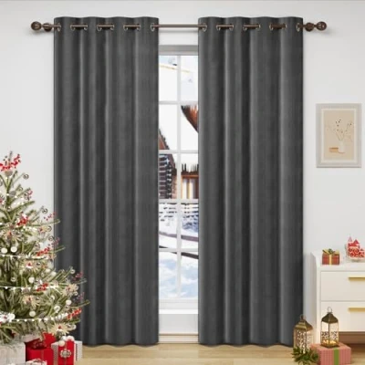 Afbeelding van WOLTU 2 X Gordijnen Verduisterend en thermisch 300g/m² in fluwelen,zwaar ondoorzichtig gordijn 140x270cm,Grijs VH6068gr