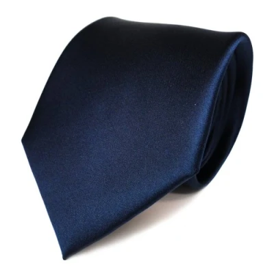 Afbeelding van TigerTie Herenstropdas, klassieke satijnen stropdas van 8 cm in effen design, ideaal voor zakelijke afspraken, feestelijke gelegenheden en vrije tijd, Donkerblauw saffierblauw, Krawattengröße: ca.