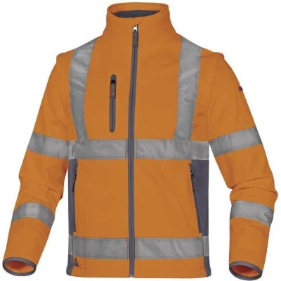 Afbeelding van Deltaplus MOON2OGGT jas van &quot;softshell&quot; polyester/elastaan met 3 gelamineerde lagen, neonoranje grijs, maat L