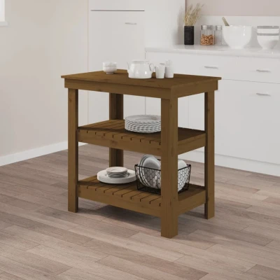 Afbeelding van Werkbank 78,5x50x80 cm massief grenenhout honingbruin