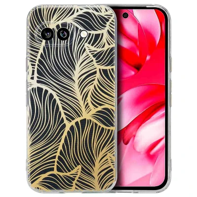 Afbeelding van imoshion hoesje Geschikt voor Google Pixel 9a Design verpakking Golden Leaves Transparant