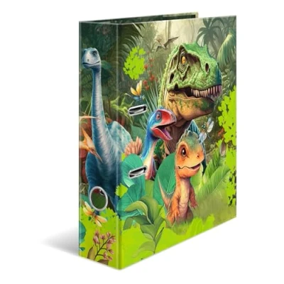 Afbeelding van HERMA Ordner A4 dinosaurus dierenmotief, map met interne druk, 7 cm brede kinderringmap van stevig karton voor school en kantoor