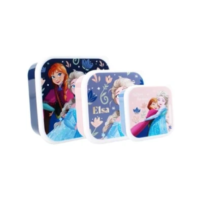 Afbeelding van My sweety pop Set van 3 snackboxen Frozen Broodtrommel Lunchbox Voor kinderen Kleuterschool School Vakantie Maaltijden 11,5 cm Roze/Blauw