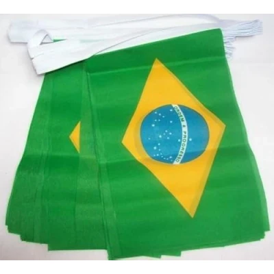 Afbeelding van Brazilië 3 meter BUNTING Vlag 10 vlaggen 9&#039;&#039; x 6&#039;&#039; Braziliaanse STRING 15 21 cm AZ FLAG