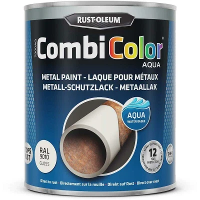 Afbeelding van rust oleum combicolor aqua hoogglans ral 9010 750 ml