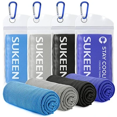 Afbeelding van Sukeen 4 stuks koelhanddoek, ijshanddoek, zacht ademend voor yoga, sport, hardlopen, sportschool, training, kamperen, fitness, training en meer activiteiten