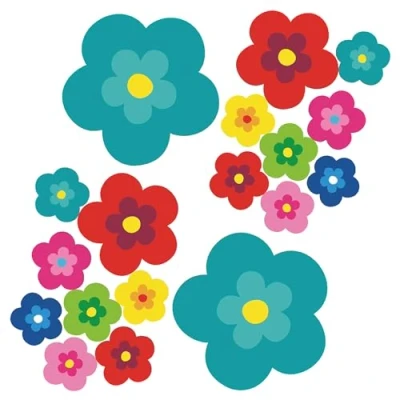 Afbeelding van tradercat Pril Bloemenstickers, bloemen, 18 stuks als set, retro stickers voor elk glad oppervlak, ideaal je auto, prilbloemenstickers, turquoise